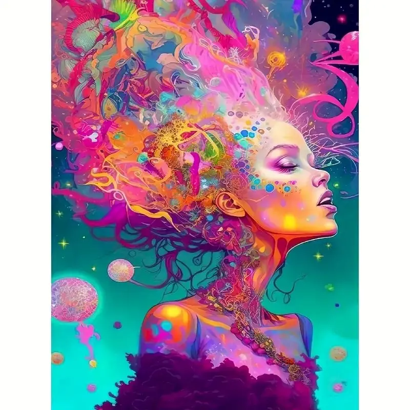 

GATYZTORY Diy Painting By Numbers For Adults Kits Colorful Hair Women Picture With Numbers Acrylic Paint For Gift With Frame