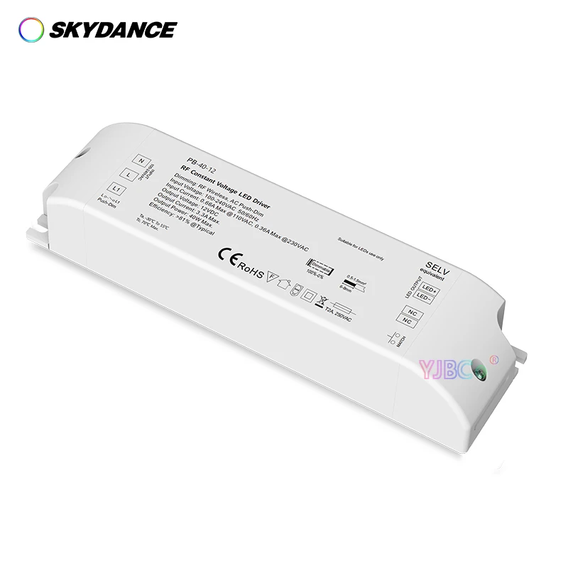 Skydance 12V 24V 40W 75W 2.4G RF Dimming LED Driver Push-Dim 220V Dimmable Power Supply Single color LED strip Light Transformer