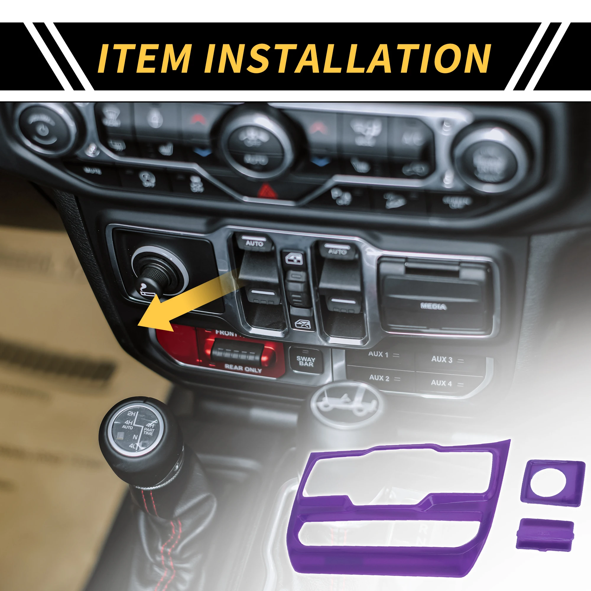 

UXCELL Dashboard Center Console Window Control Panel Cover for Jeep Wrangler Purple