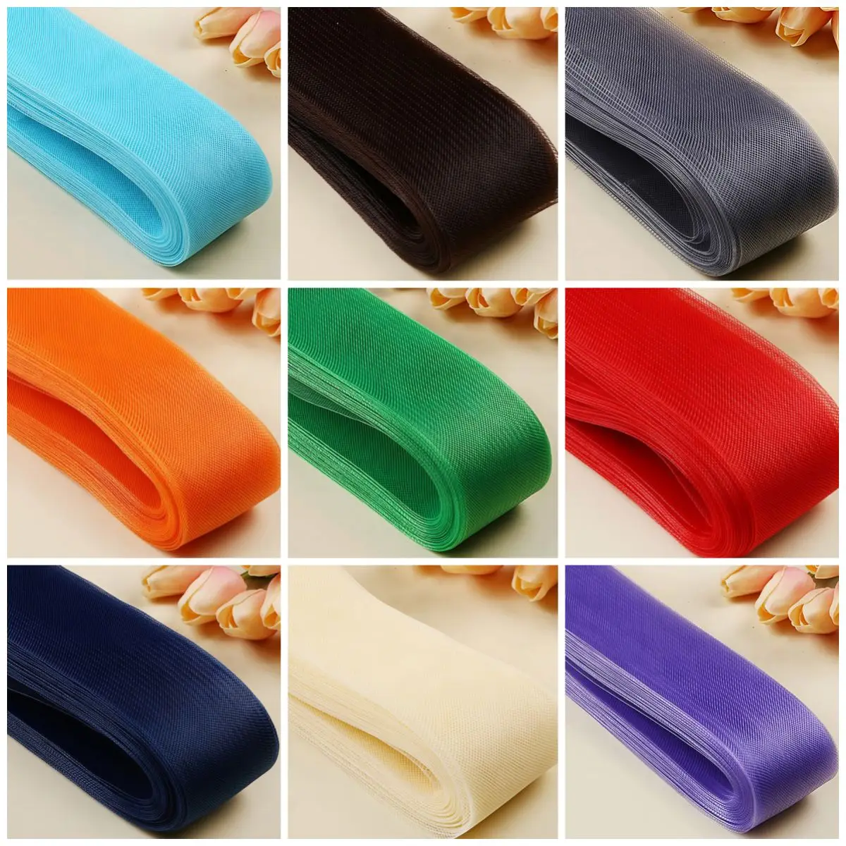 25/50Yards Horsehair Crinoline Braid Millinery Flat Mesh RibbonTrim Hat Brim Support Ribbon for DIY Wedding Fascinator Crafts