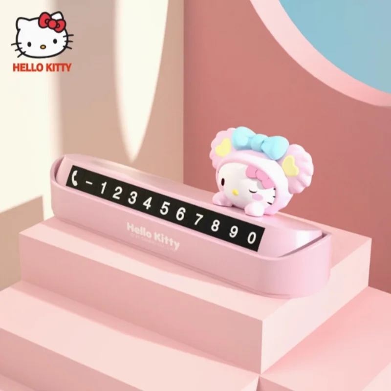 مرحبا كيتي كورومي لطيف رقم وقوف السيارات علامة النساء سيارة نقل الهاتف علامة وقوف السيارات المؤقتة الديكور على متن السيارة