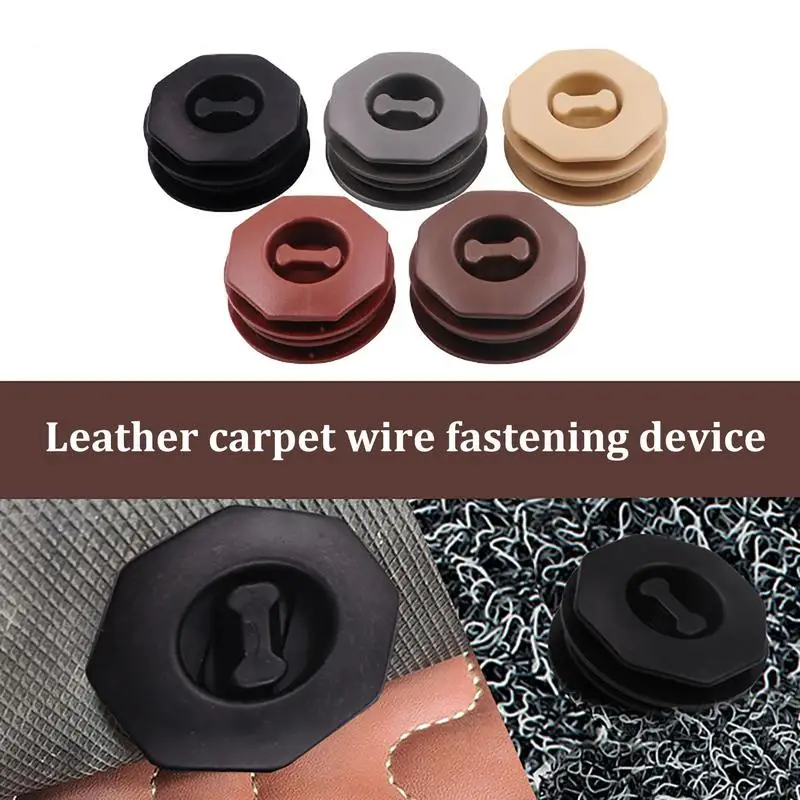 10PCS Car Floor Mat Clips Anti Slip Round Carpet Clip Fixing Retainers With Double Ring Rotating Detachable Buckle Car Interior