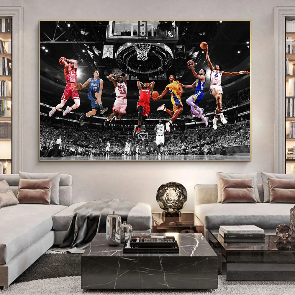 Basketball Sport Star Classic Shot K-kebe and C-Curry Posters Ball King Canvas Prints Painting Basketball Coach Sports Fan Gift
