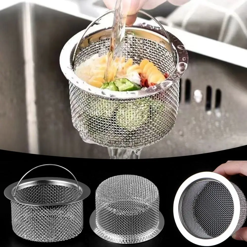 1/5Pcs Stainless Kitchen Sink Strainer Mesh Anti Blocking Sewer Filter Bathroom Accessories Garbage Hair Catcher