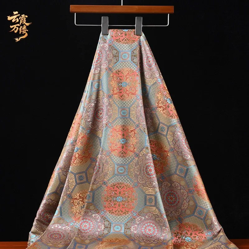 Double-sided dragon brocade fabric cheongsam antique cushion jacquard silk clothing style