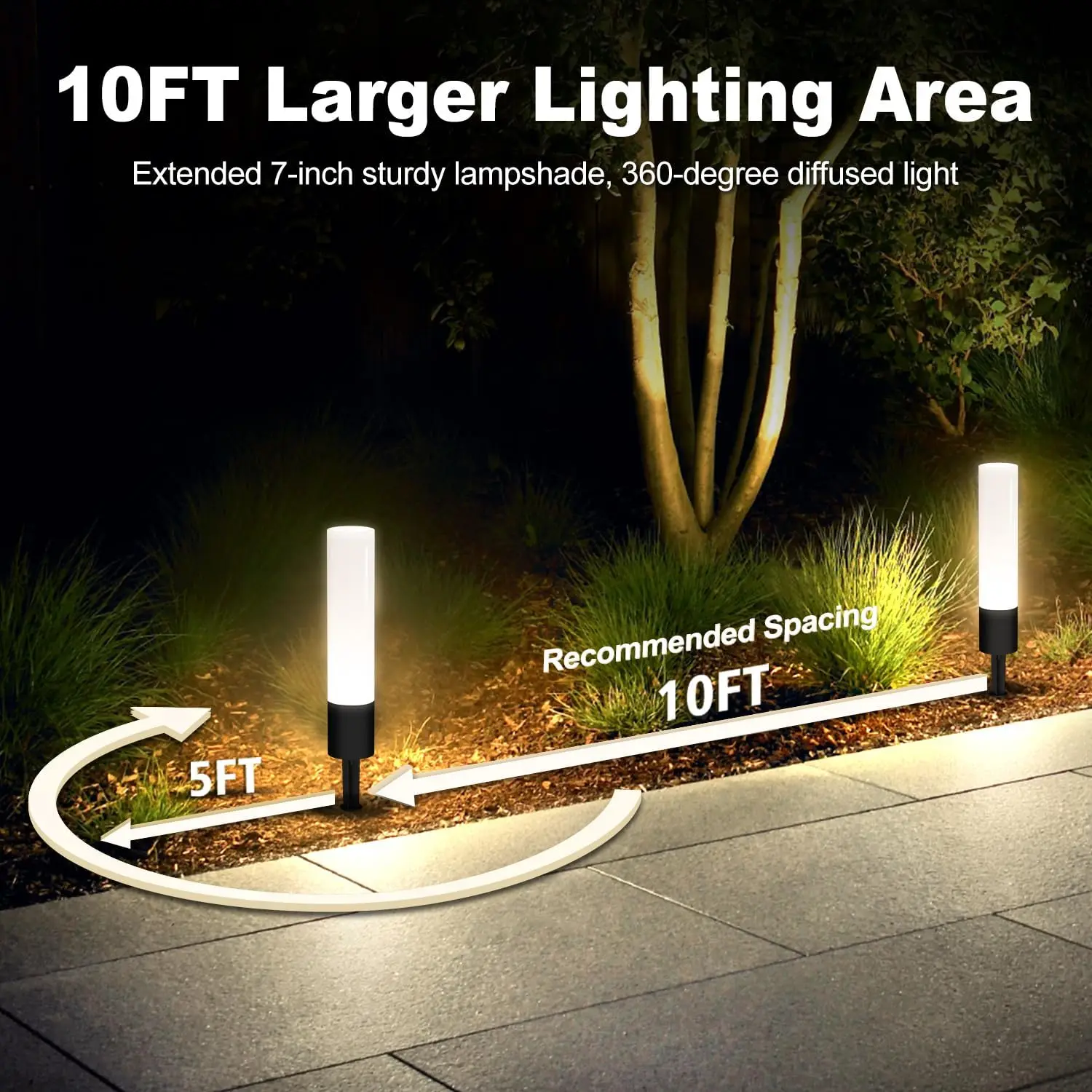 Voltage Landscape Lighting Pathway Lights, 6W 300LM Landscape Lights 3000K Warm, IP65 Waterproof, Aluminum Outdoor Landscape Pat