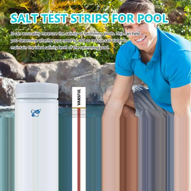 Pool Salt Test Strips Swimming Pool Saltwater Detection Strips Multi-Purpose Water Testing Tool For Water Spa Swimming Pool