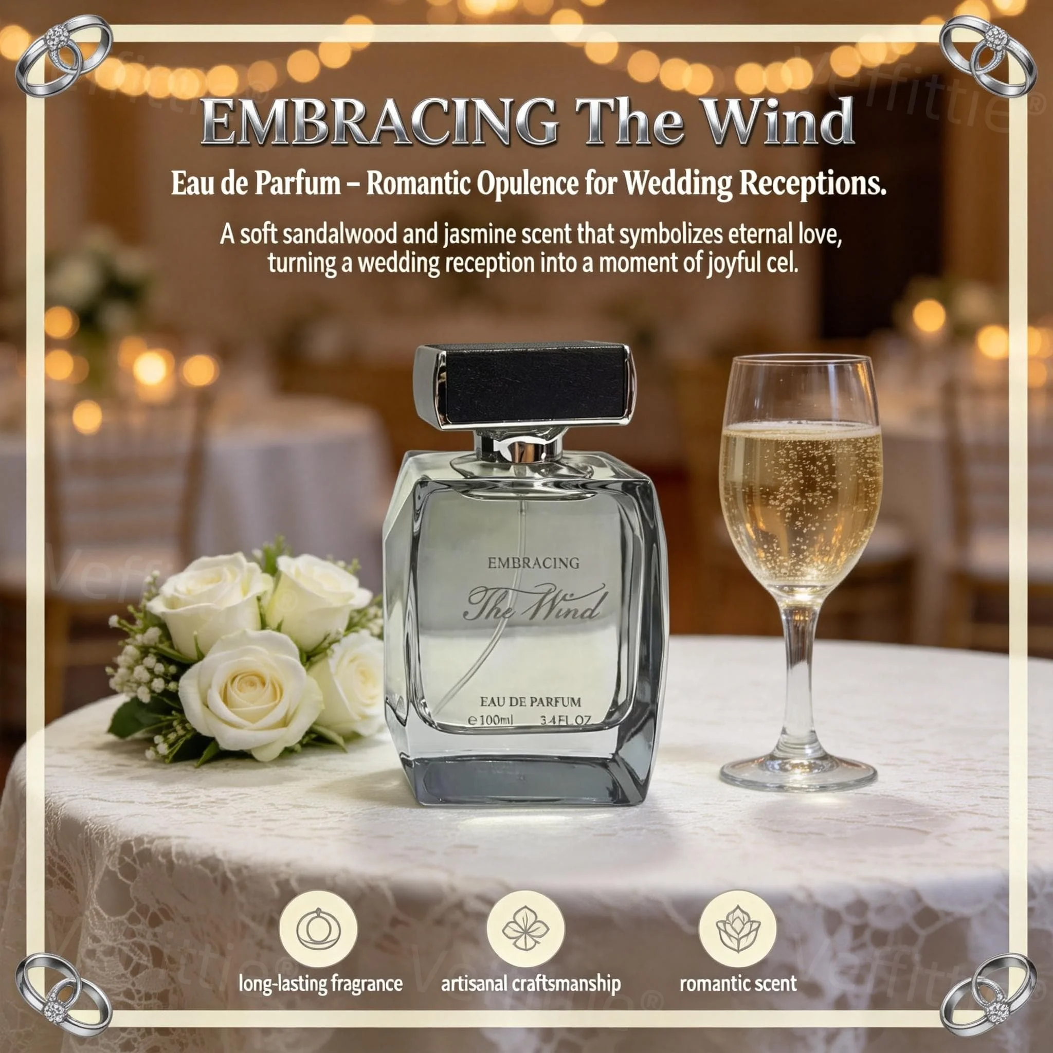 

Romantic Date Floral Woody Fragrance 100ml, freesia peach notes, iris rose mid, vanilla kashmir wood base, all-day fresh scent