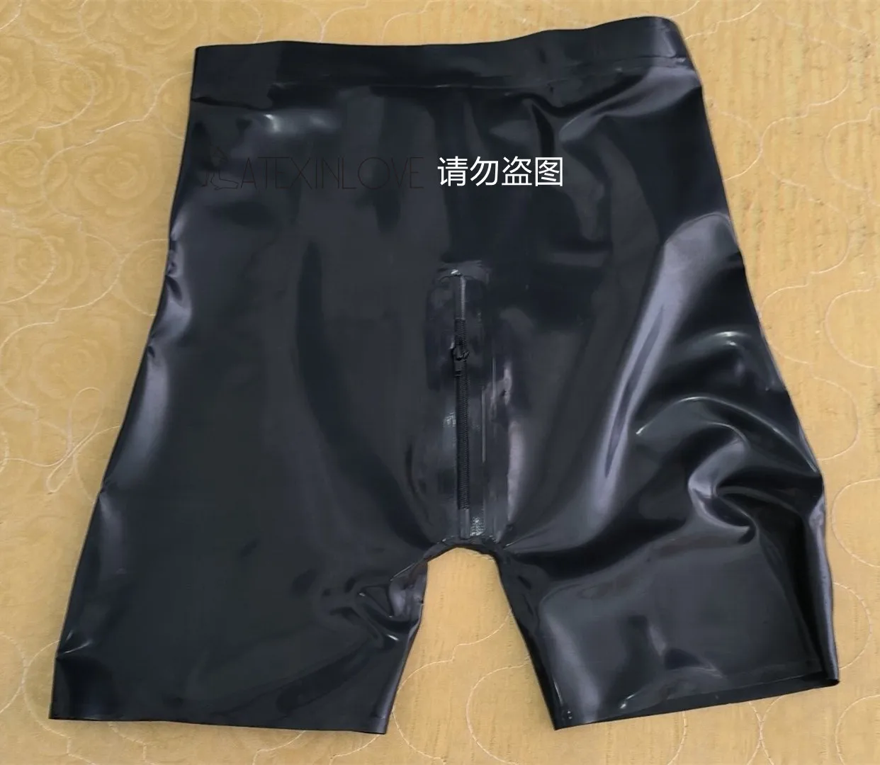 Sexy Men's High Waist Latex Pants Fetish Shorts 3d Pouch Codpiece with Zipper