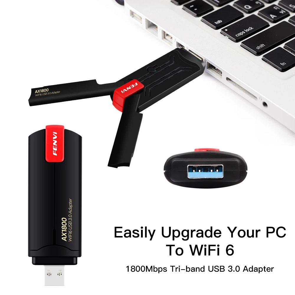 Fenvi USB 3.0 와이파이 6 USB 어댑터, AX1800 듀얼 밴드 2.4G, 5Ghz 무선 동글, 1800mbps, 802.11ax 와이파이 리시버, Win7 10 11