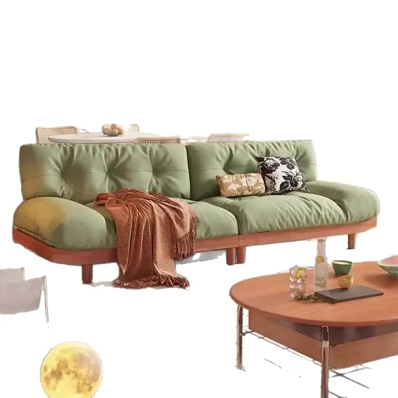 

Modern simple solid wood sofa combination cloud fabric Japanese living room