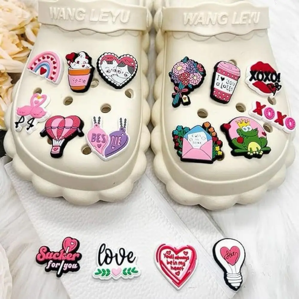 1-16pcs New Love Girl Shoes Accessories Fit sandals Clog Backapck Wristbands Shoes appendix Christmas charm Parties child Gift