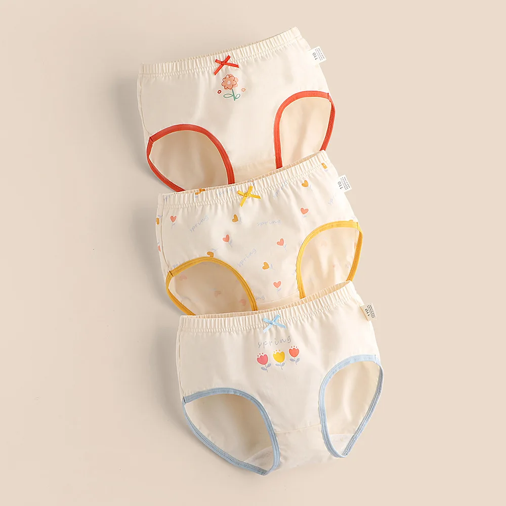 Girls Panties 3pcs Per Pack Cotton Briefs Student Kids Little Girls Underwear Teen Panties Young Puberty Girls Underpant