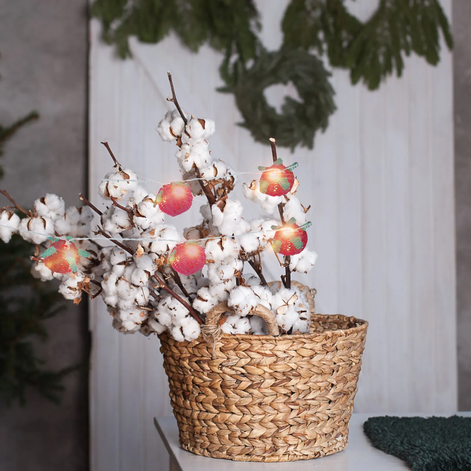 

1 шт. светодиодная гирлянда в виде томатов, плетеная из ротанга, декоративная лампа ручной работы, украшение для вечеринок, спальни, праздничного освещения