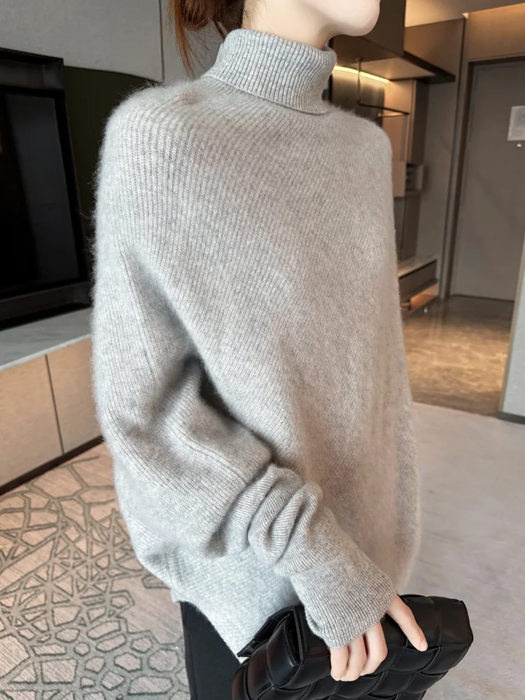 New Fashion 100% Merino Wool Women Sweater Office Lady Knitted Pullover Autumn Winter Outerwear Long Sleeve Cashmere Clothes Top