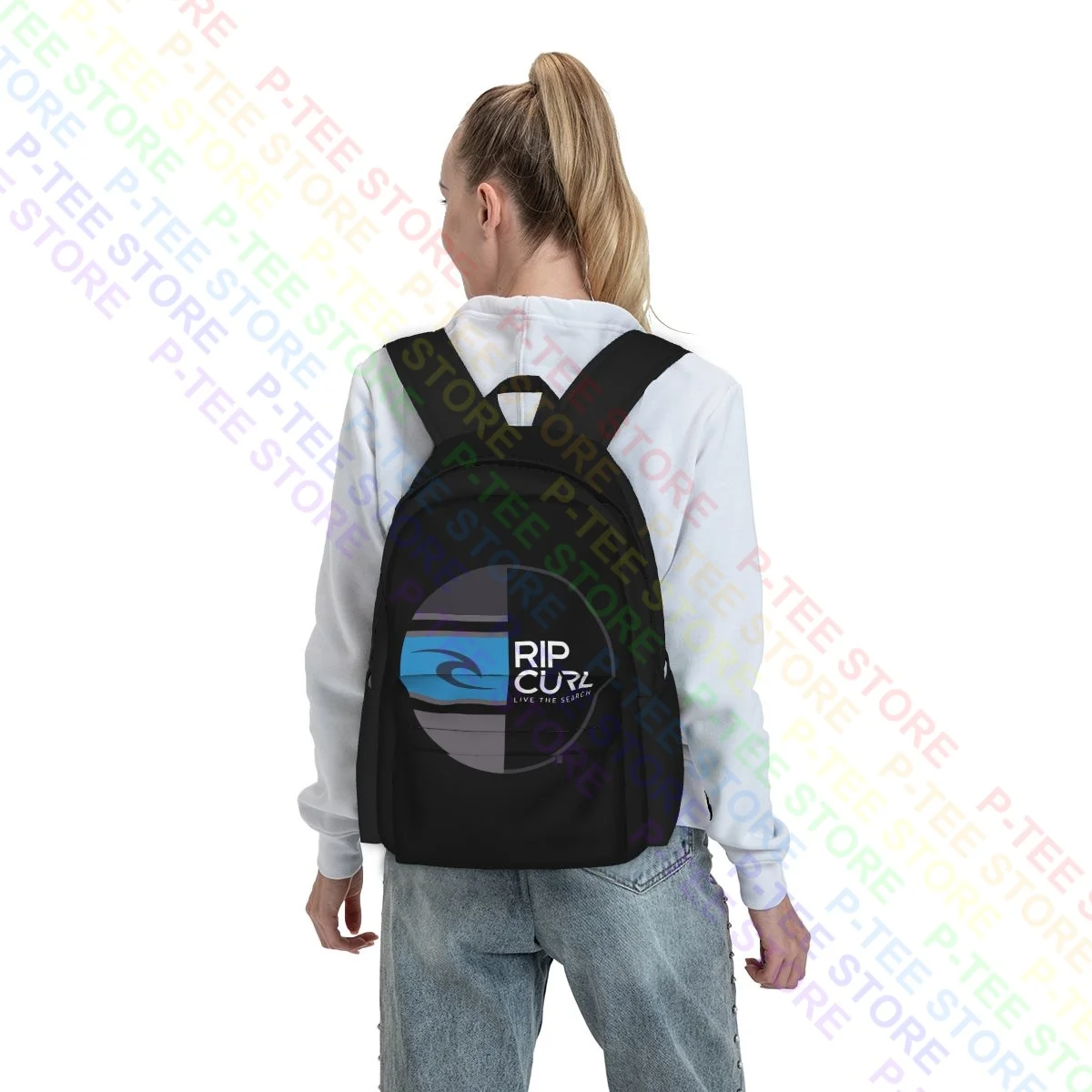 Rip Curl Pacific White Premium Large Capacity Backpack Fashion Art Print Shopping Bag Riding Backpack