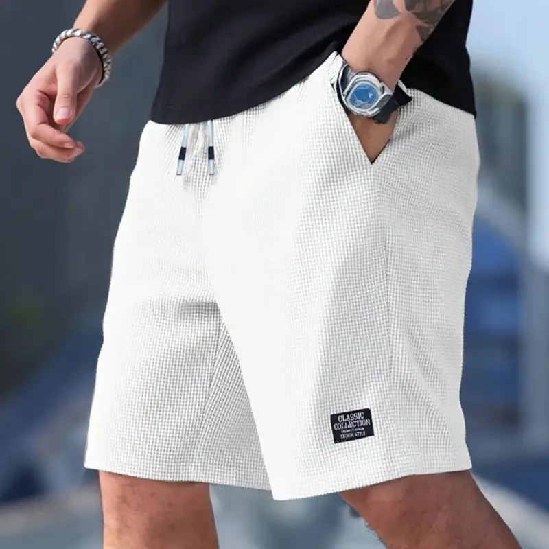 Shorts masculinos, calças casuais masculinas, shorts de praia masculinos, shorts esportivos masculinos, novo tecido texturizado elegante, calças respiráveis, adequados para uso casual diário e esportes