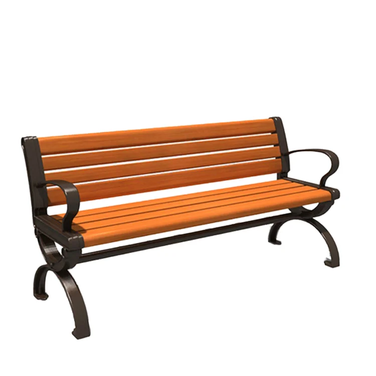 Waterproof Outdoor Weathering Steel Leg Bench Solid Wood Bench Flower Bed Park Seat for Public Commercial Use Hospitals Schools