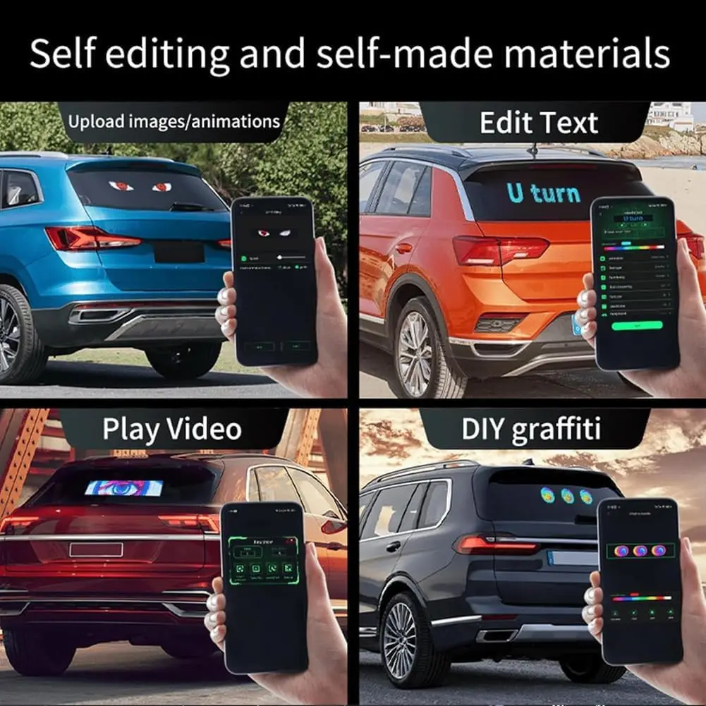 LED مصفوفة بكسل لوحة ضوء بلوتوث التطبيق 5 فولت USB التحكم التمرير الإعلان LED سيارة تسجيل الرسوم المتحركة للبرمجة للسيارة #6