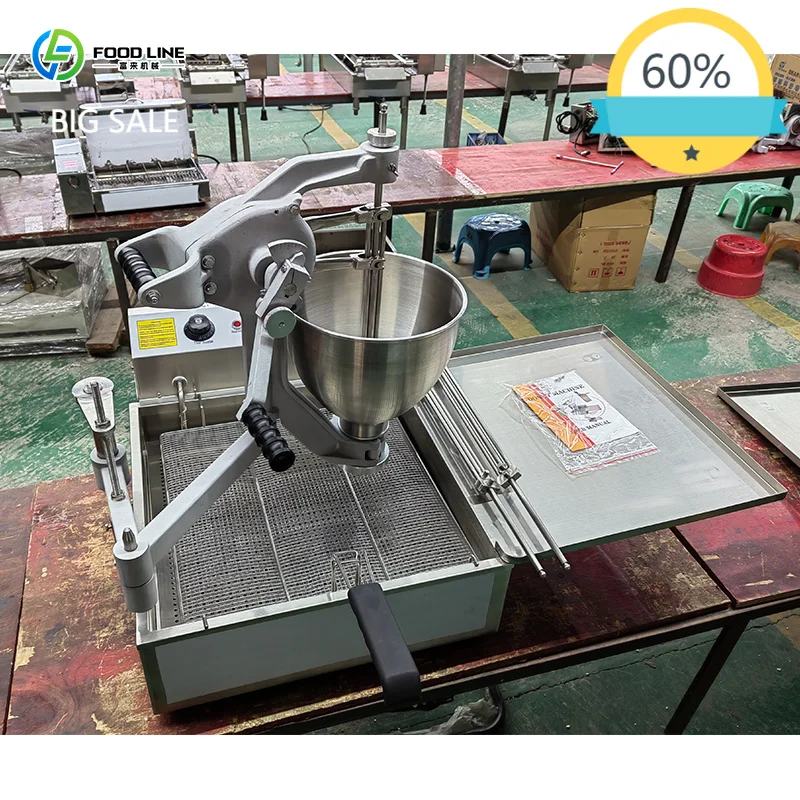 Commercial Electric Automatic Doughnut Frying Machine 4 Rows Mini Donut Fryer for Bakery Restaurant