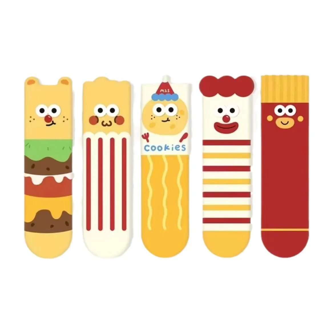 5 Pairs Athletic Crew Dress Sock Cute Cartoon Autumn Winter Fun anti-slip sweat-absorbing Deodorize Antibacterial Pile B8W208