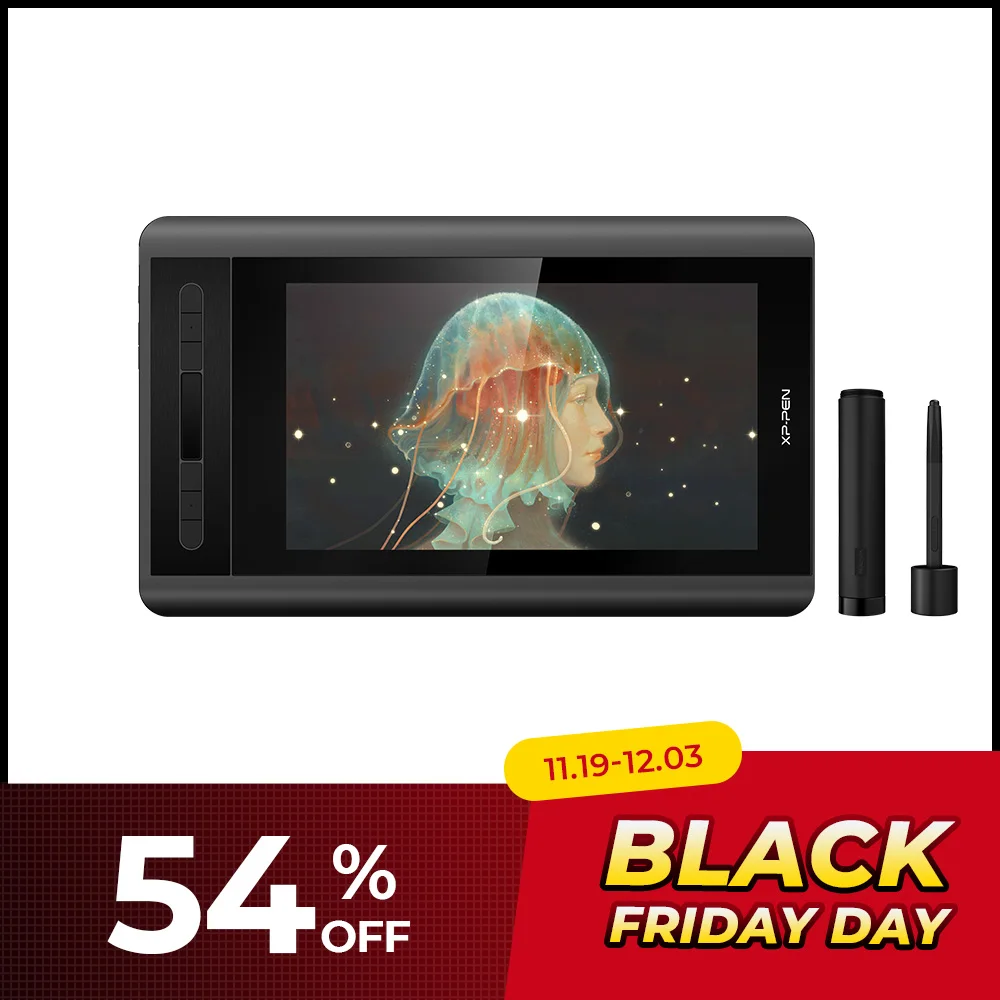 XPPen Artist 12 Graphic Tablet Drawing Monitor 11.6 inch Pen Display Battery-free 8192 Levels 6 Express Keys for Windows Mac