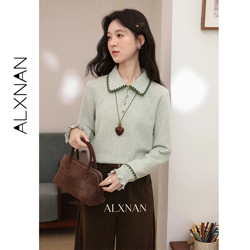 

ALXNAN женский зимний кардиган 2025 зеленый свободный мягкий свитер в корейском стиле повседневные теплые вязаные топы элегантная женская одежда L60111