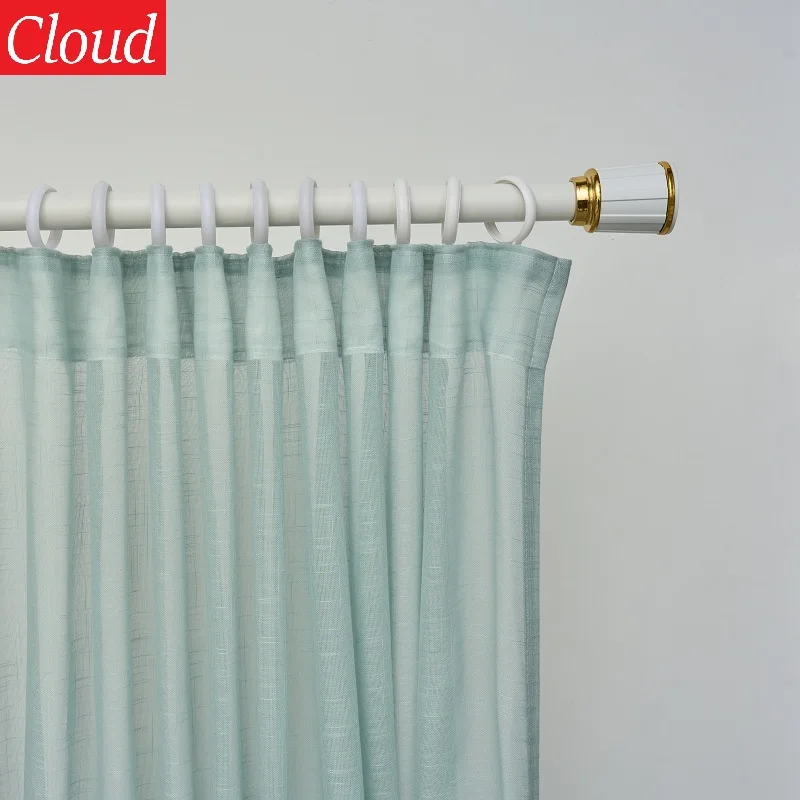 

Modern Mint Green curtain yarn semi shading linen cotton curtain plain balcony curtains custom size living room Decorative yarn