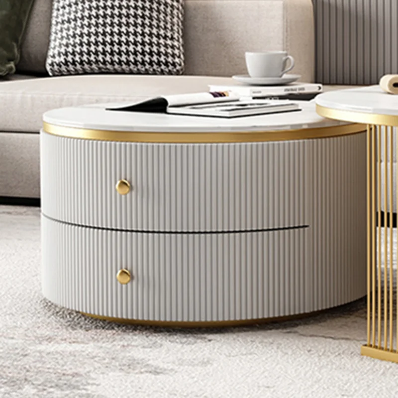 Marble Center Living Room Table Round Set Gold Nesting Metal Round Coffee Table Nordic Luxury Mesa Centro Salon Modern Furniture