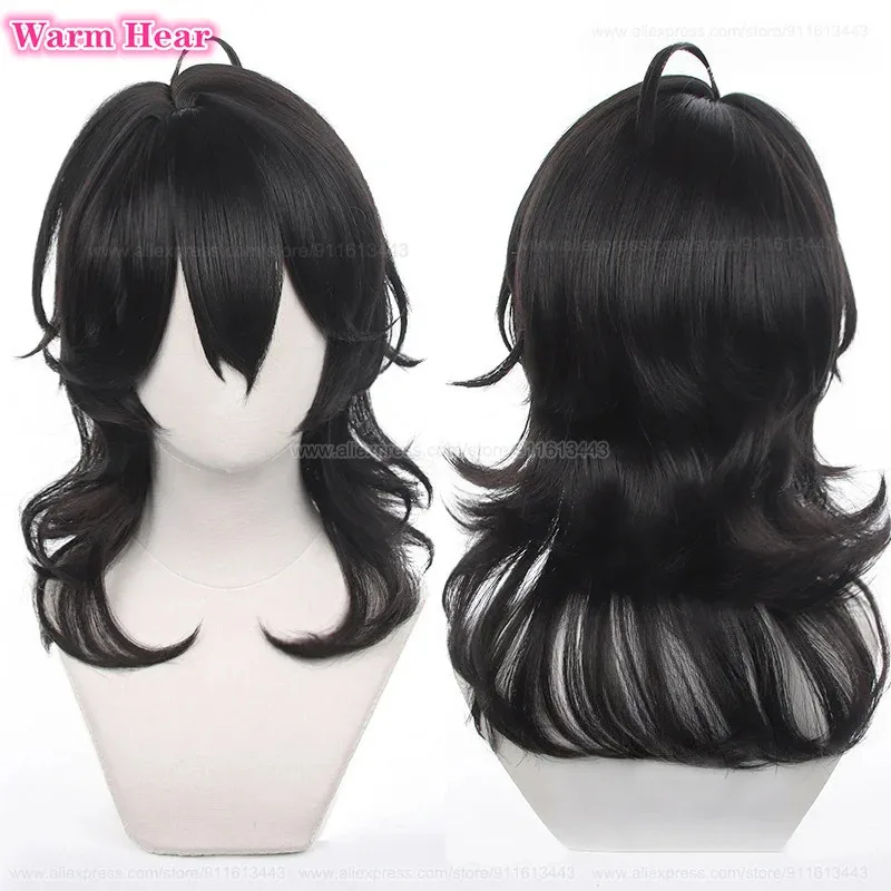 

50cm Long Sakuma Rei Game ES Synthetic Black Heat Resistant Hair Halloween Party Cosplay Anime Wigs + Free Wig Cap