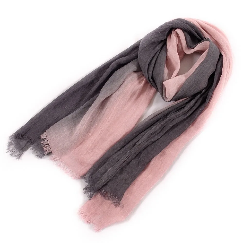 

Fashion Thin Fabric Cotton Scarf Soft Texture Simple Two-Color Scarf Versatile Vintage Short Tassel Scarf Casual Wear