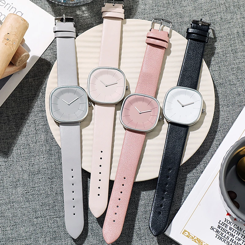 2022 Simple Square Women Watches Leather Fashion Ladies Wristwatch Big Dial relogio feminino Female Quartz Clock Elegant Gift