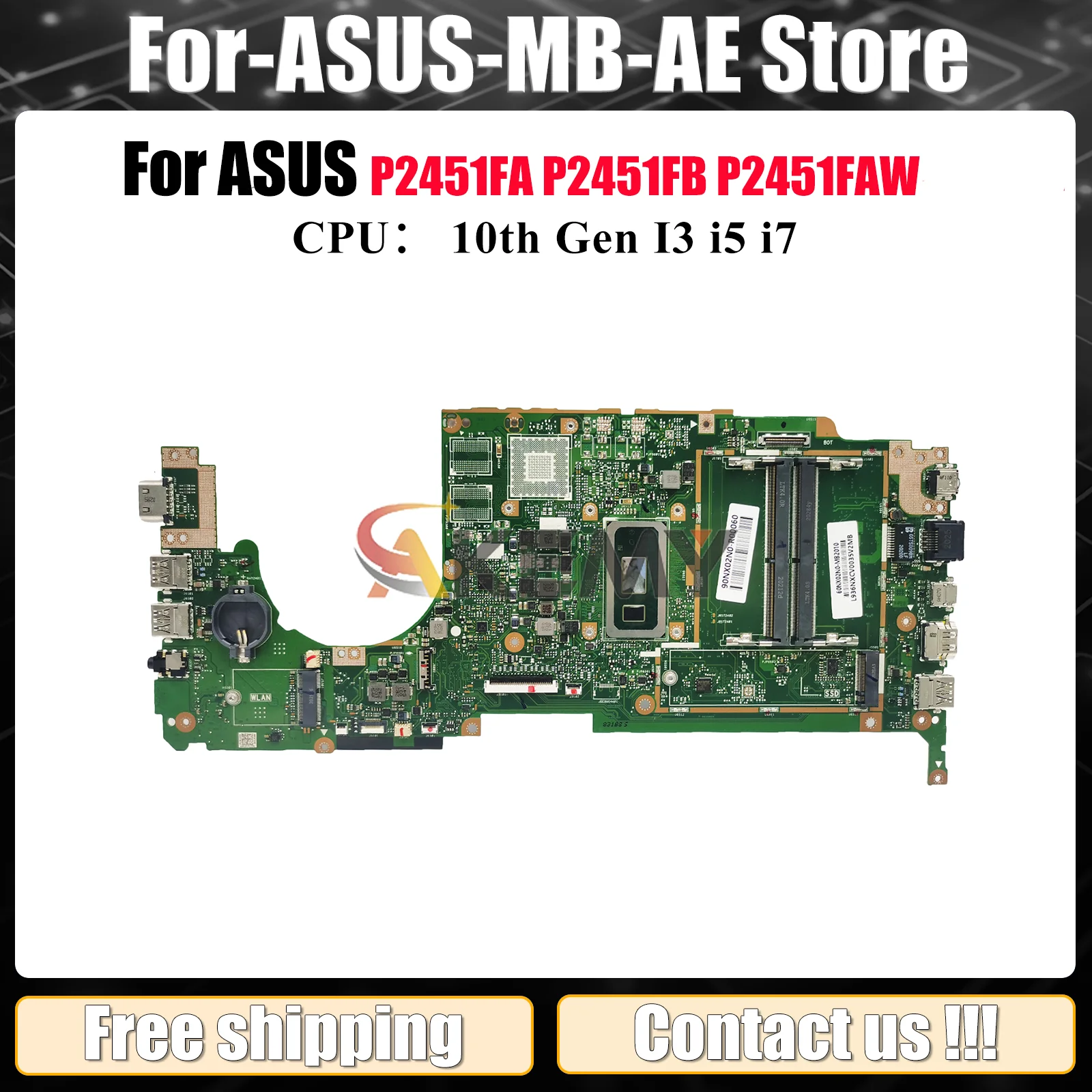

P2451FA Материнская плата для ноутбука ASUS ProArt P2451FAV P2451F P2451FB P2451FA P2451FAW Материнская плата для ноутбука 10-го поколения I3 i5 i7