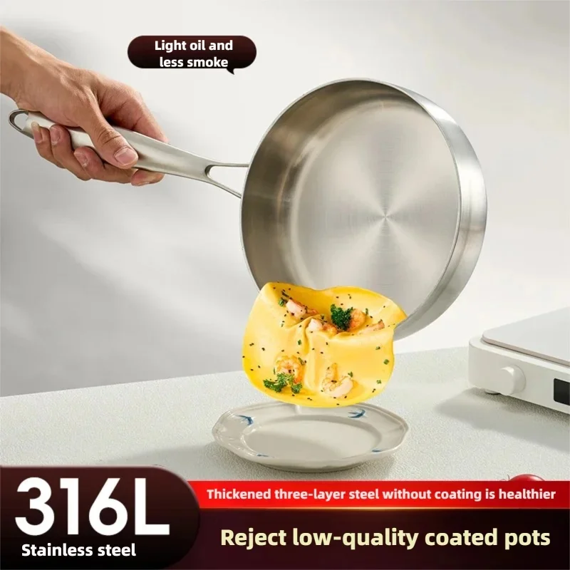 

Новая 24 см/28 см сковорода для жарки омлета, немецкая маленькая сковорода из нержавеющей стали 316, сковорода без покрытия с антипригарным покрытием для детского питания, посуда для яиц