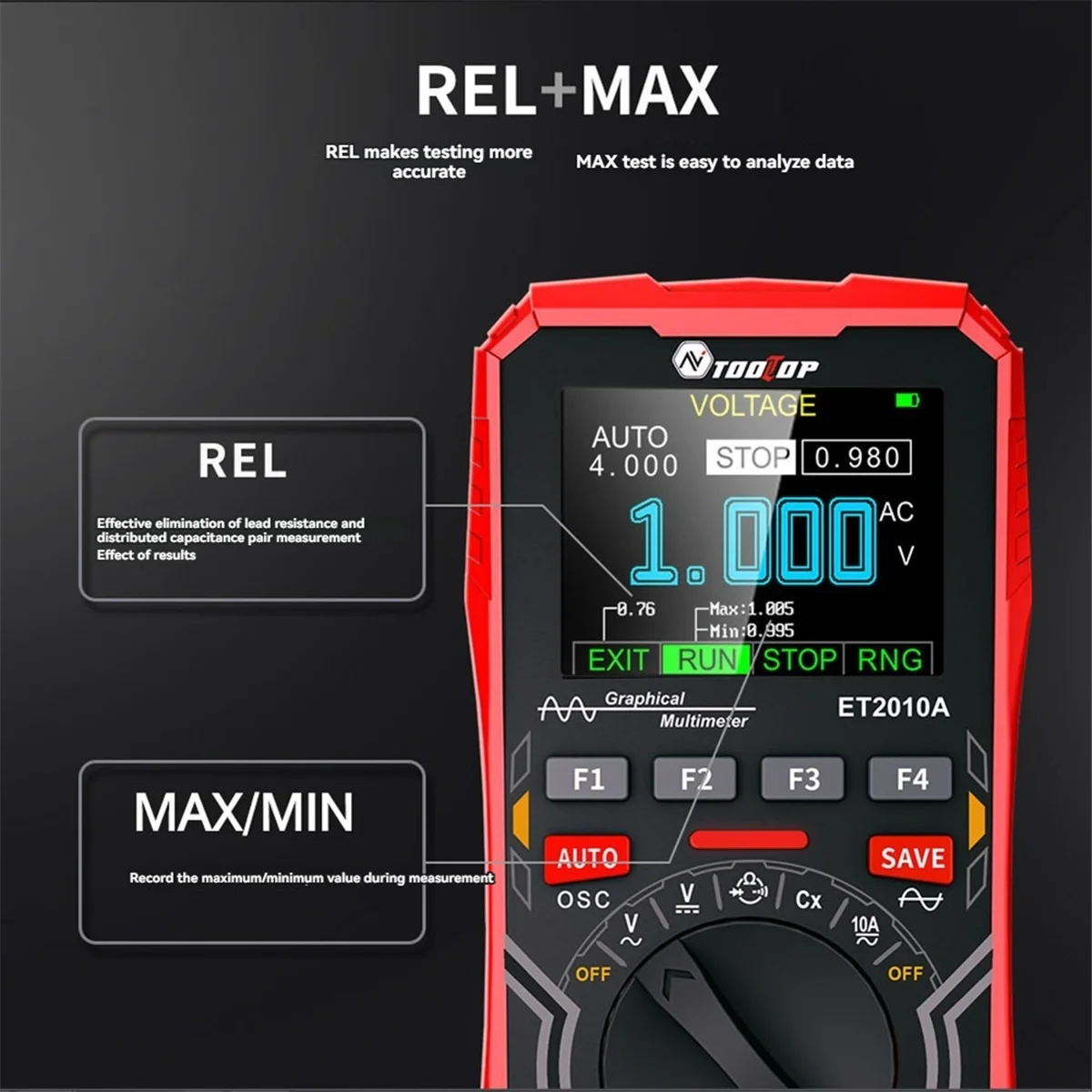 New TOOLTOP 2 In1 Digital Multimeter Analog Band Width 2.5MS/S Sampling Rate Waveform Data Storage Oscilloscope Tester