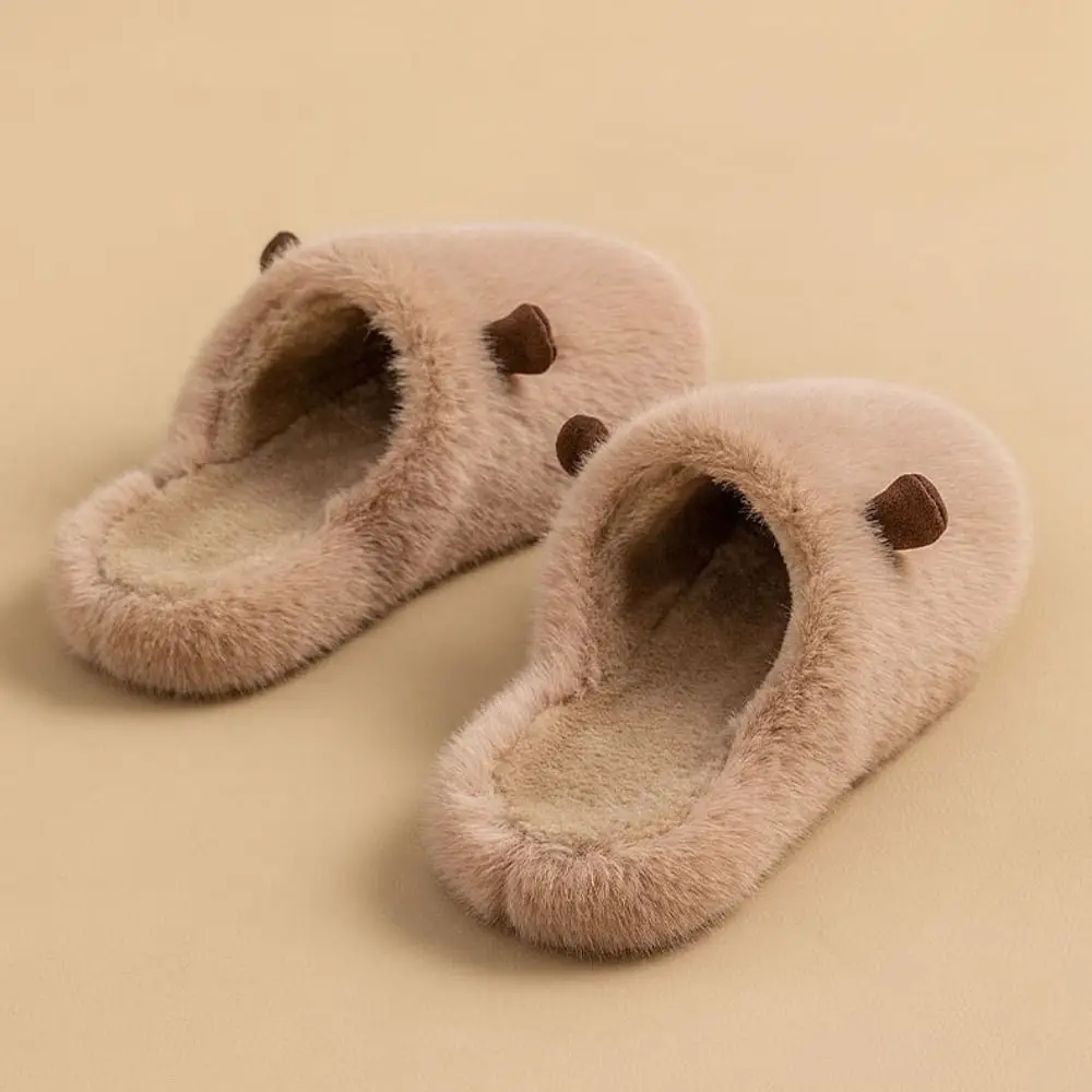 

Casual Anti Slip Capybara Slippers Closed Toe Soft Cute Furry Capybara Slippers Kawaii Silent Couple Slippers Home
