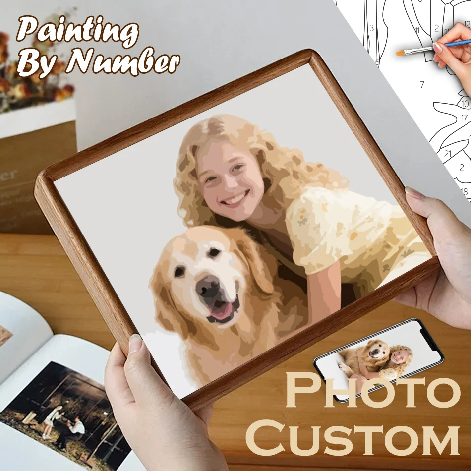 

GATYZTORY Paint By Number Customized Photo Handicraft Art Personalized Drawing By Numbers Landscape Family Photos Pet Easy Paint