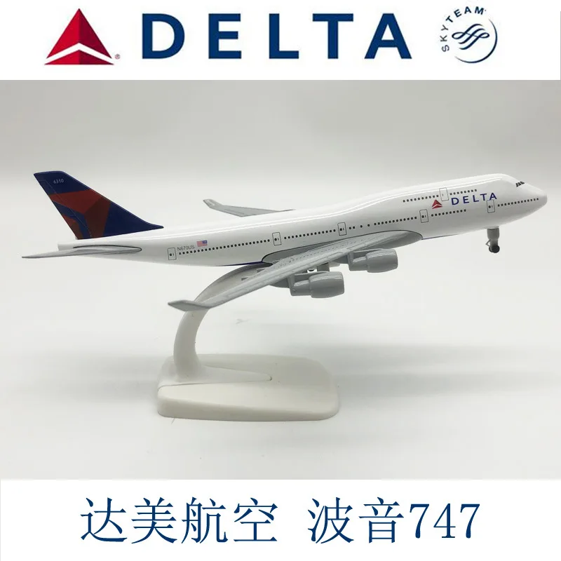 Scale Airplane 20cm B747 Delta Airlines Replica Metal Aircraft Model  With Stand & Wheel Collectible For Aviation Enthusiast Gif