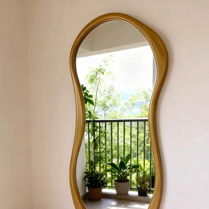 غرفة نوم الكورية نمط الفتيات مرآة جمالية كامل الجسم الطابق الدائمة سحابة كبيرة شبيغل العصا المنتجات المنزلية مرآة خشبية خمر #6