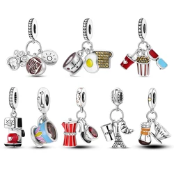 Silver Plated Coffee Cups Mocha Pot Teacups Charms Beads Pendants Fit Original Bracelet Making For Woman Jewelry Gift