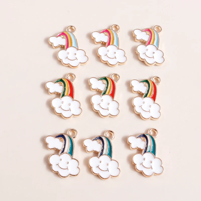 20 Stück niedliche Emaille-Regenbogen-Wolken-Charms-Anhänger für Schmuckherstellung, Halsketten, Ohrringe, Armbänder, Zubehör, DIY-Bastelbedarf – Detail 12