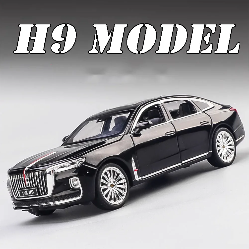 

Масштаб 1:24 HONGQI H9 E-HS9, игрушечные модели автомобилей, литой под давлением сплав, звук, свет, двери, открытые, с откатным возвратом, амортизирующее украшение для мальчиков