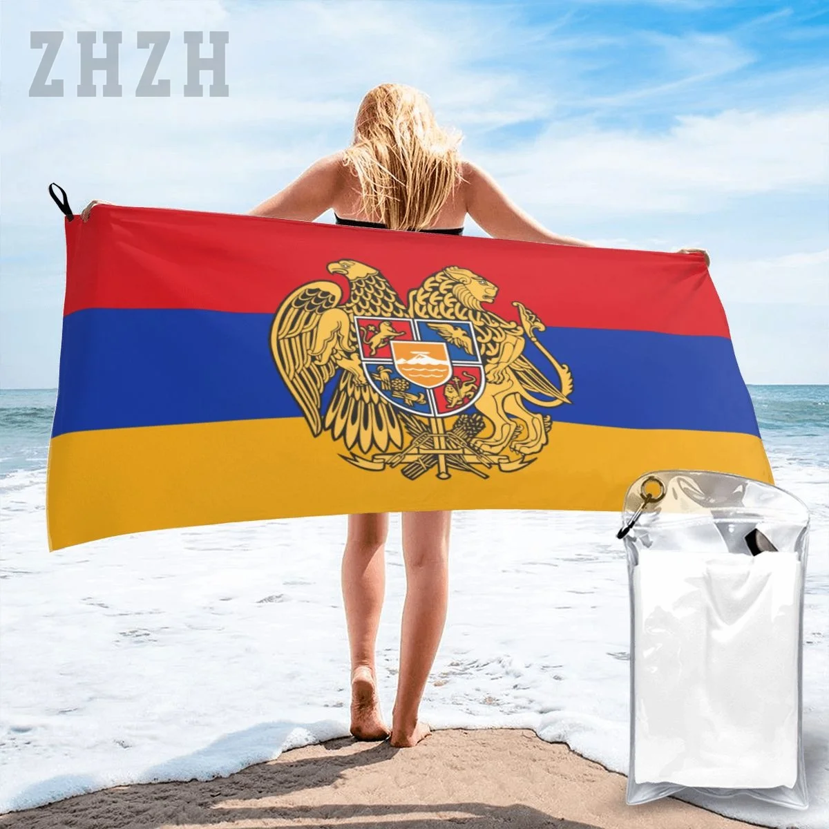 More Design Armenia Flag Emblem Bath Towel Quick dry Microfiber Absorbing Soft Water Breathable Beach Swimming Bathroom