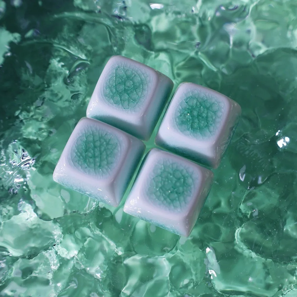 

Ceramic Keycap Set 4keys Custom Green Ice Crack Keyboard Cap MDA Profile Gaming KeyCap for Mechanical Keyboard Accessories Gifts