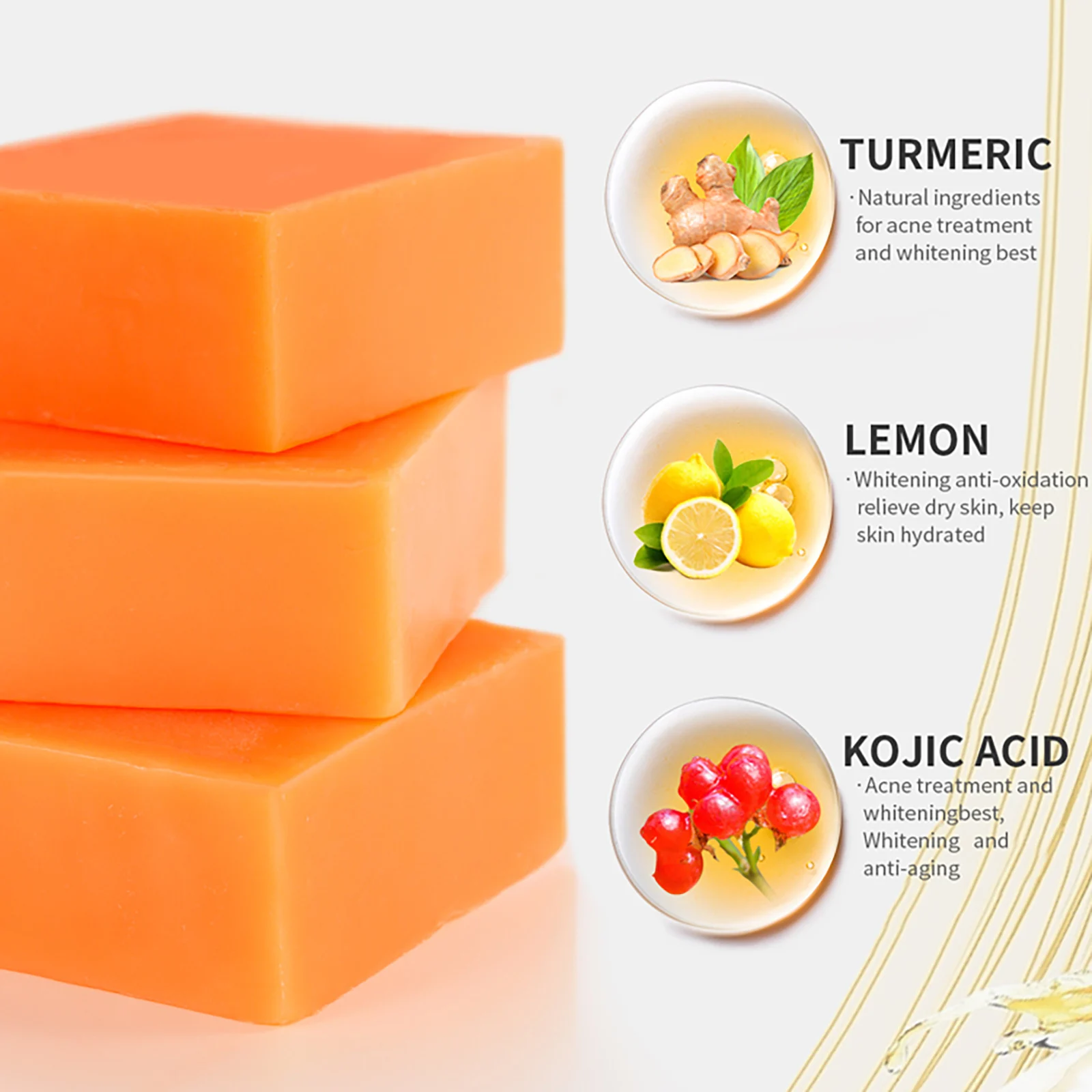 Alike Treatment Acne Removal Lightening Brightening Face Bright & Even Turmeric Bar Hand Made Natural Tumeric Kojic Soap