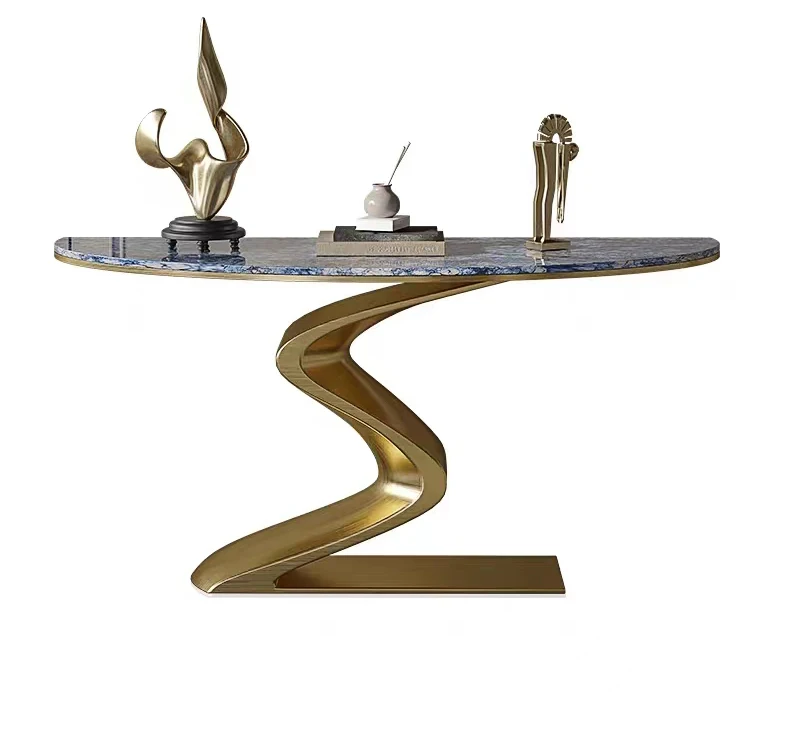 

Nordic Design Stainless Steel Corridor Console Table Living Room Newest Luxury Gold Entryway Table