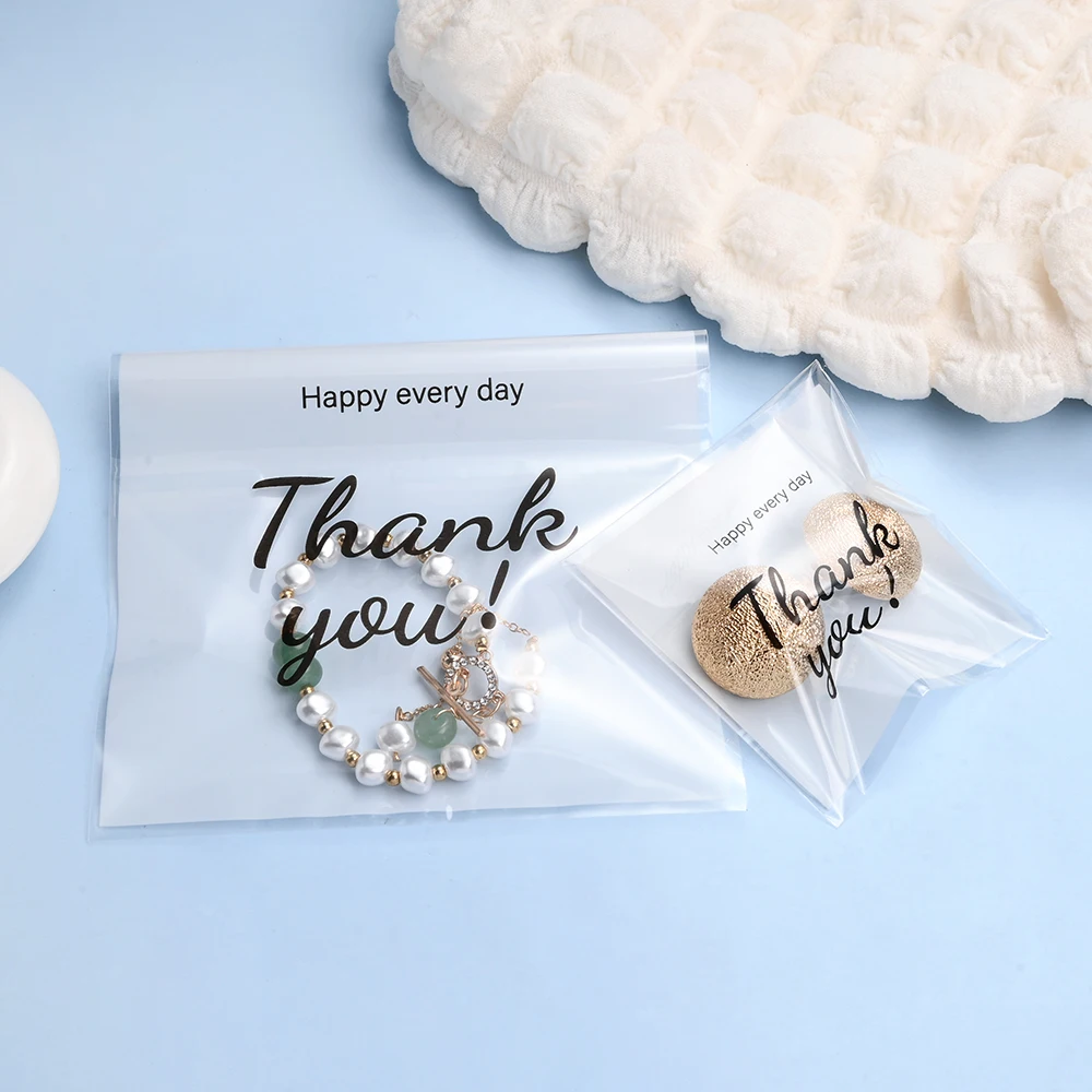 100 Stück "Danke" Bedruckte Mini-Druckverschlussbeutel Klare Plastikbeutel für Schmuck, Perlen, Süßigkeiten und Bastelmaterial (Verschiedene Größen) – Detail 6