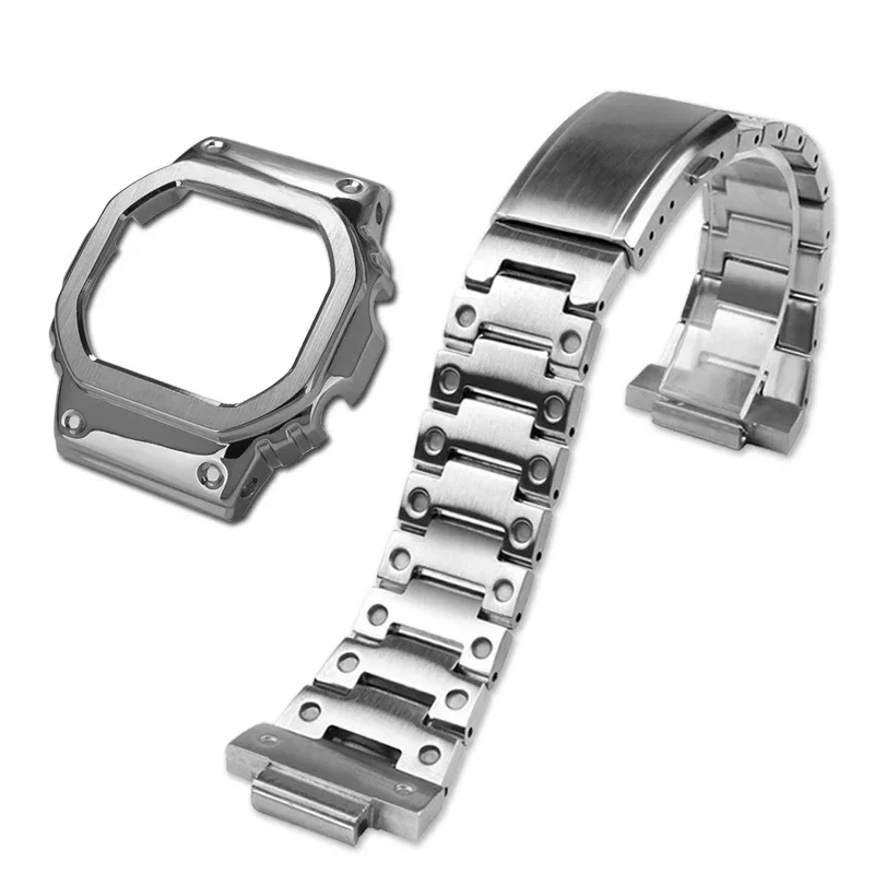 Stainless Steel Modification Kit For DW5600 GW-B5600 GWM5610 Metal Bezel Watch Case+Strap Repair Tool Accessaries