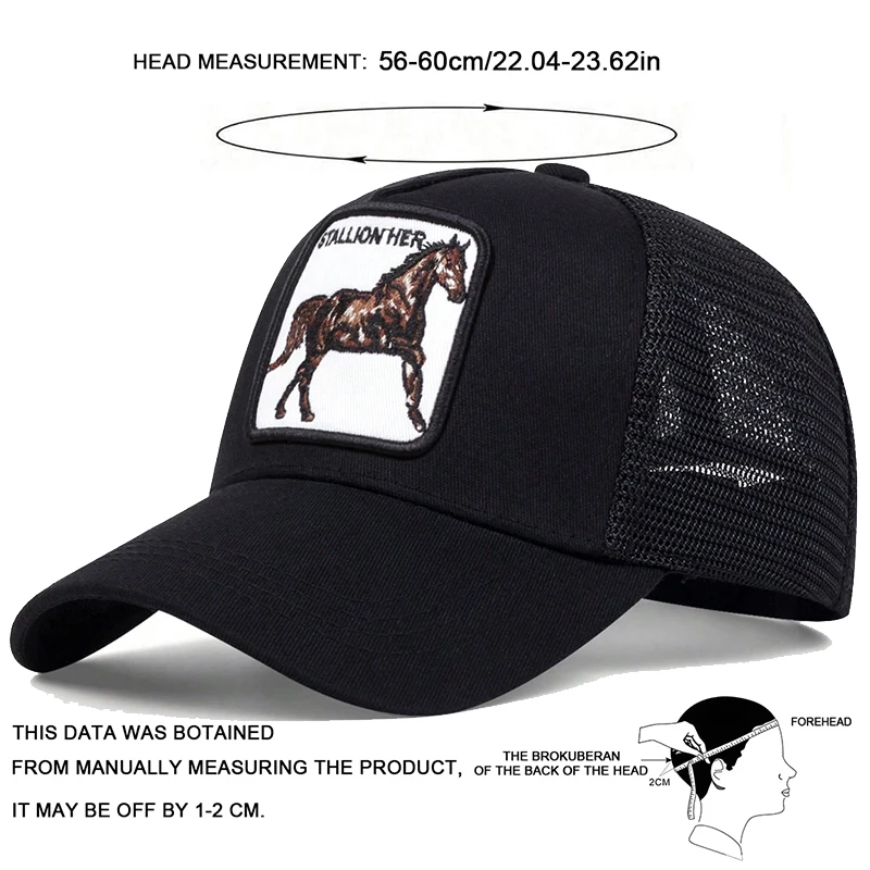 Unisex Horse Stallion Her Embroidery Embroidery Baseball Net Caps Spring and Summer Outdoor Adjustable Casual Hats Sunscreen Hat