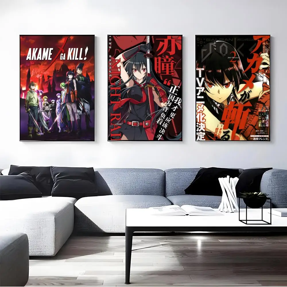Anime Akame ga Kill! Poster Self-adhesive Art Waterproof Paper Sticker Coffee House Bar Room Wall Decor